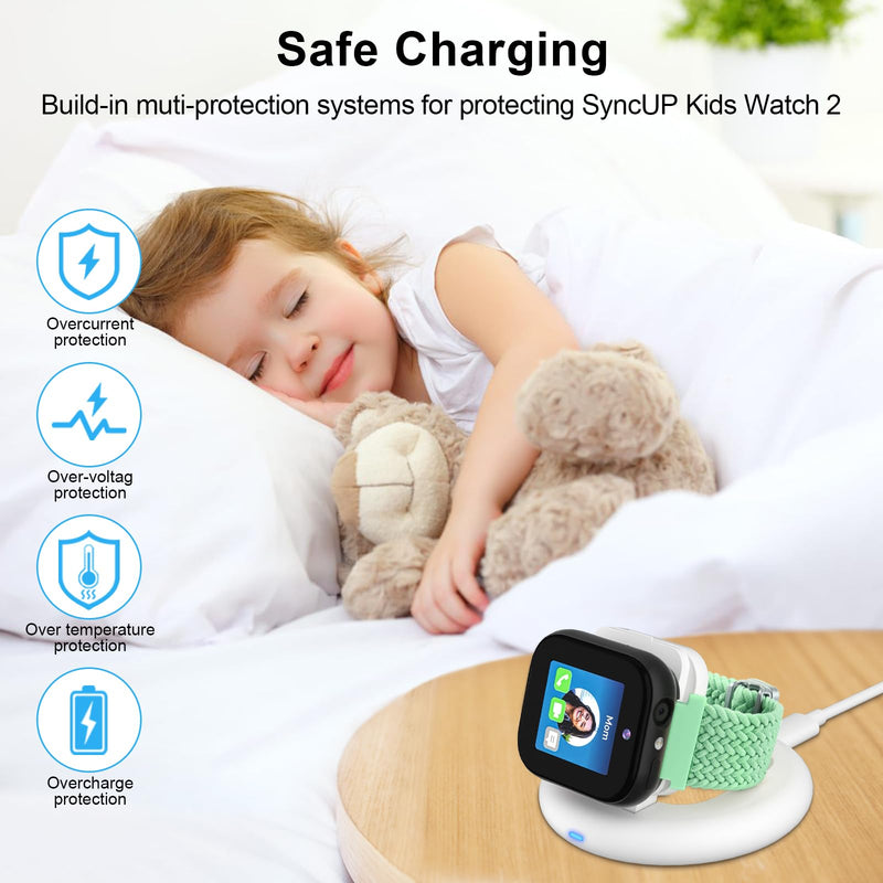 Foldable Magnetic Charging Dock Compatible for Sync UP Kids Watch 2 Charger | Portable & Safe Charger with 3.3 FT C Cable for TMobile Sync UP Kids Watch 2, Replacement Charging Stand(Not for SyncUP 1) White for Sync UP Watch 2