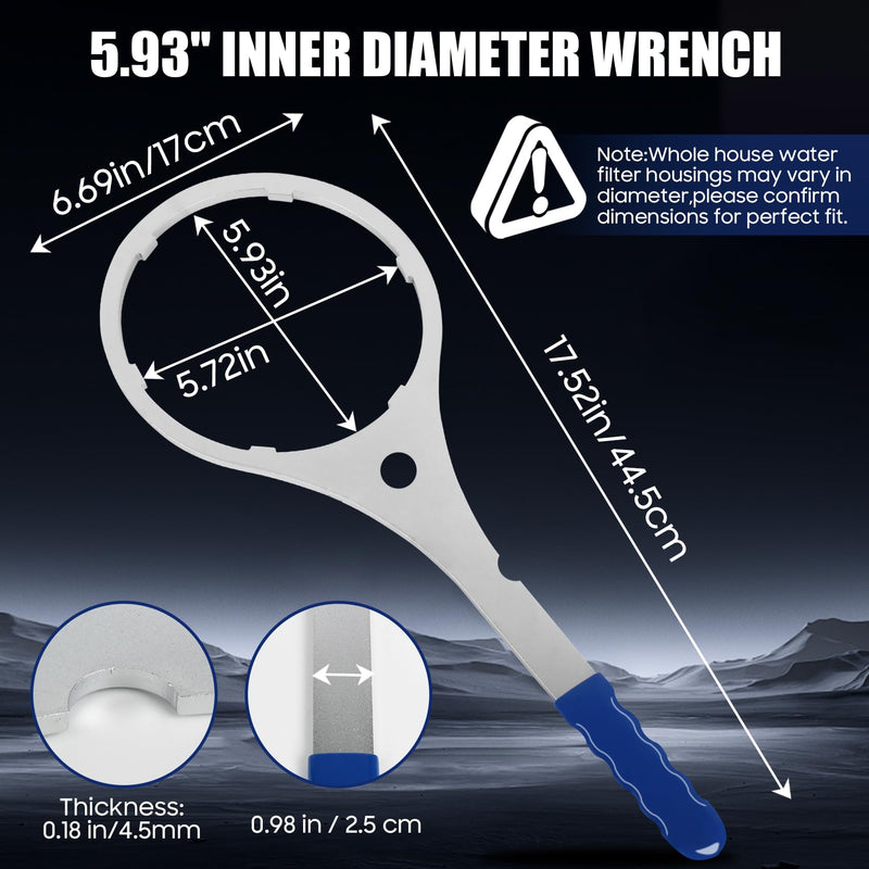 SPBW-5 Water Filter Housing Wrench 5.93 In, Heavy Duty Metal Replacement for SW-3, Compatible with Pentek 10" Big Blue & GE GXWH40L Whole House Filter Housing, Fits for Culligan Pentek Plymouth