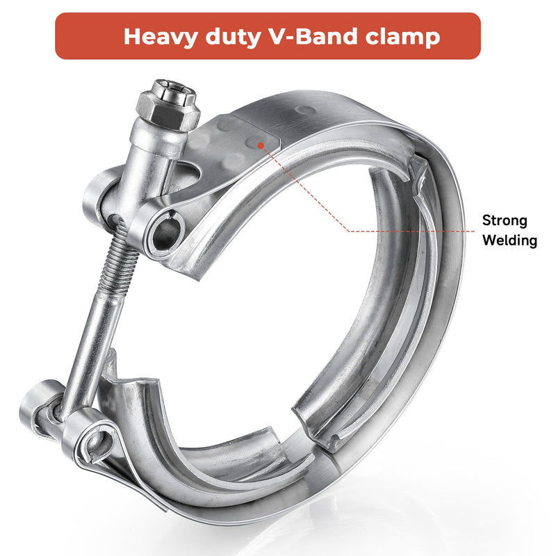 AKIHISA 4.5 Inch 304 Stainless Steel V Band Clamp, for Turbo Exhaust Down pipes Flange Kit, Racing Ford Pickup Truck Exchange Exhaust Accessories 4.5"