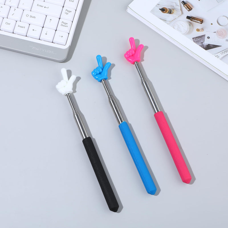 3 Pcs Telescopic Teachers Pointers Extendable Pointer Stick for Classroom Mini Retractable Finger Pointer Stick for Teacher Presentation Displays Classroom Supplies(Black Pink Blue)