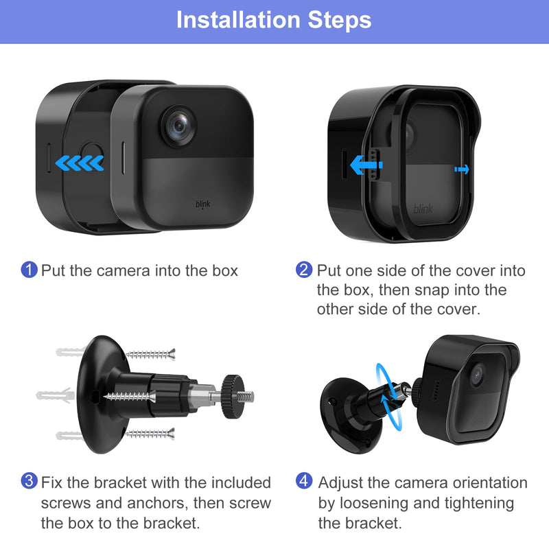 Wall Mount for Blink Outdoor 4 (4th Gen) & Blink Outdoor (3rd Gen), 4 Pack Weatherproof Protective Housing and 360° Adjustable Mount with Sync Module 2 Mount (Blink Camera Not Included, Black)