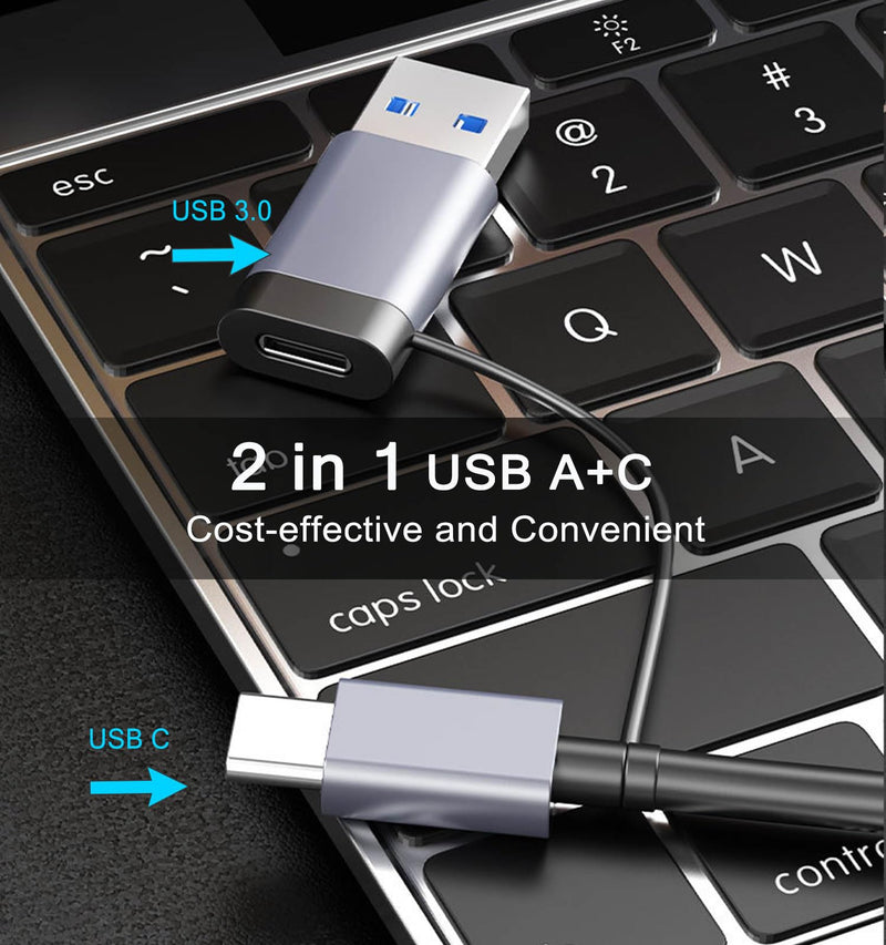 USB C USB 3.0 SD Card Reader, TIEDXIOY Aluminum 4 in 1 USB A&C Hub with Memory SD/TF Card Reader, 1*USB 3.0, 1*USB C Data Port Compatible for PC, Laptops, MacBook Pro/Air, iMac Pro,Surface and More