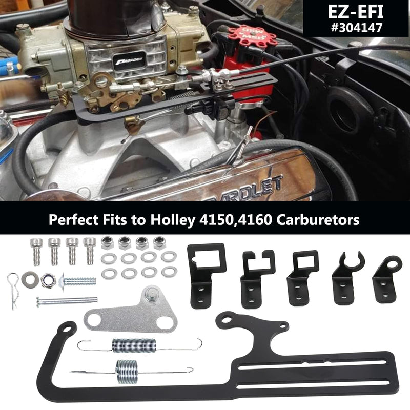 EZ-EFI 304147 Throttle Cable Mount Kits For 4150 Carburetor Throttle Cable Mount Bracket Steel Black Adjustable for Automatic Transmission TV Cables for GM 700R4 Transfer (304147)