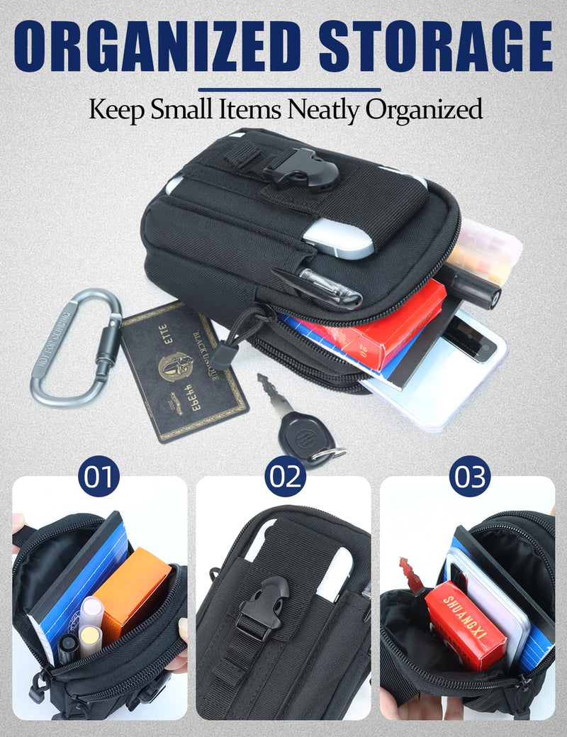 J.SH Tactical Waist Belt Pouch, Utility Wallet Pouch, Waist Bag for Belt | Bag with Phone Belt Clip Holder Holster, Gadget Bag for Cell Phone, Keys, Tools, Work, Security, Construction & Outdoor Use