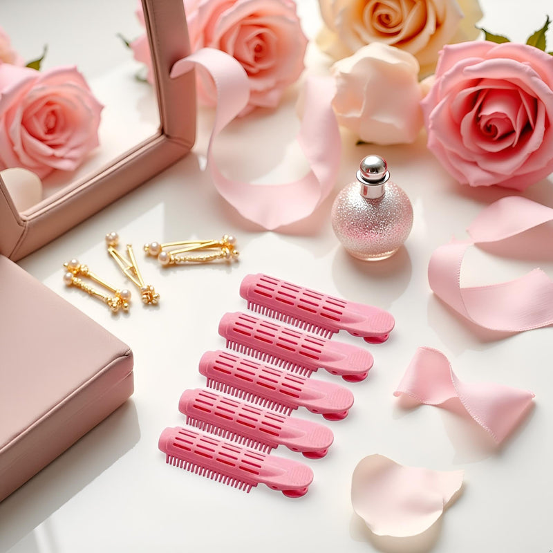 5Pcs Pink Volumizing Hair Root Clip Natural Fluffy Hair Root Clip,Volume Curler Diy Curler Fluffy Clamps Rollers,Rollers,Styling Tools and Appliances for Women,Hairs Brushes