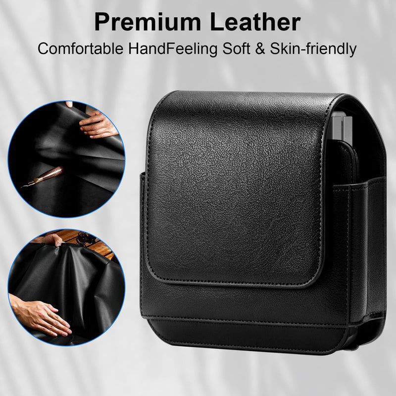 Phone Holster for Samsung Galaxy Z Flip 8 Z Flip 7 Z Flip6 Flip5/4/3, Flip Phone Specific Protective Leather Holster for Motorola RAZR 2025/2024 Case, Cellphone Belt Clip Holster Pouch(Matte Black) Small Matte Black