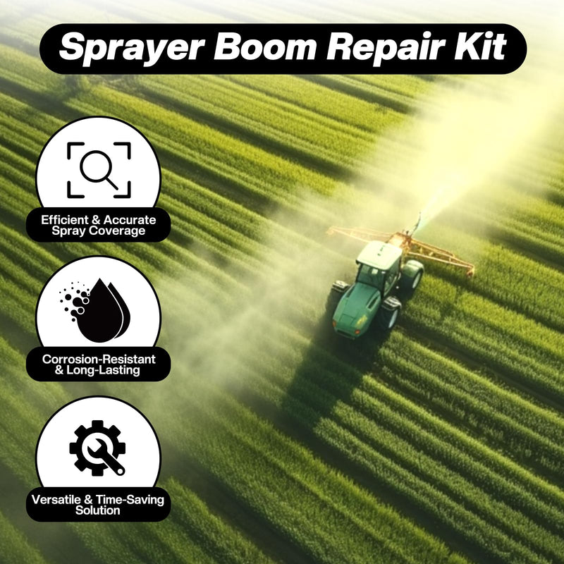 Spray Boom Repair Kit with 8001-VS Tips, 3/8" Nozzle Body Elbows & Cross, Tip Screens, Nozzle Caps & Nuts, 1" Boom Clamps, Hose Clamps – Sprayer Parts for 3-Tip Boom Repair