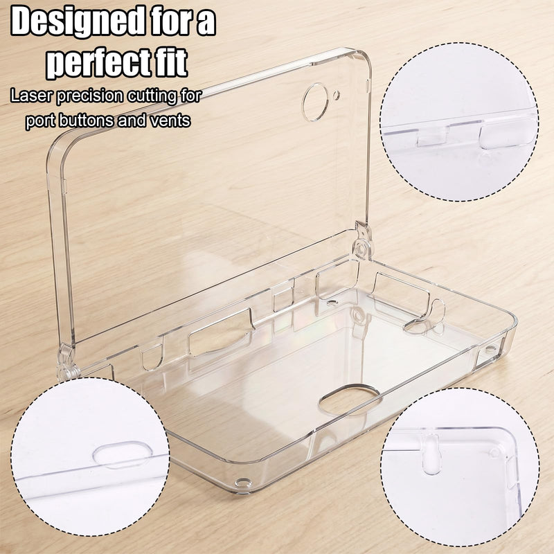 Protective Shell Cover Case & USB Charging Cable for DSi XL | Transparent, Crystal Clear Case with 1.2m/3.94ft Fast Charging Cord, Scratch-Resistant Accessories