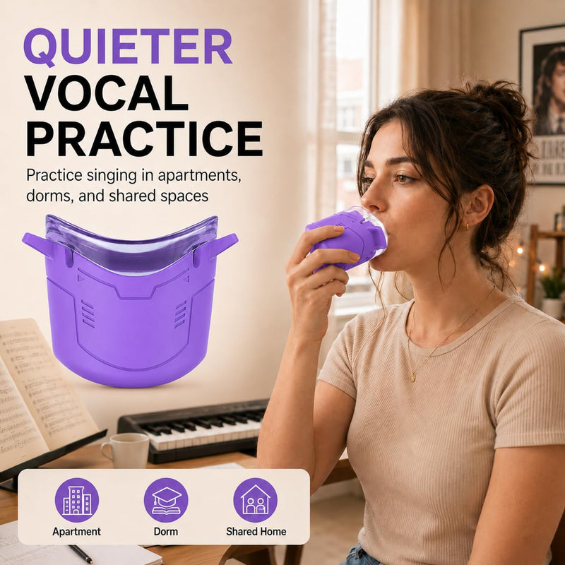 Purple Vocal Dampener for Singers, Portable Silicone Voice Practice Mask | Helps soften vocal projection for quieter singing, warm-ups, and speech practice at home or on the go. Purple