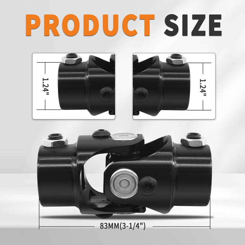 3/4 "DD x 3/4 "DD U-Joint Black Single Steering Shaft Universal Joint 35 Degree, Total Length:83 mm