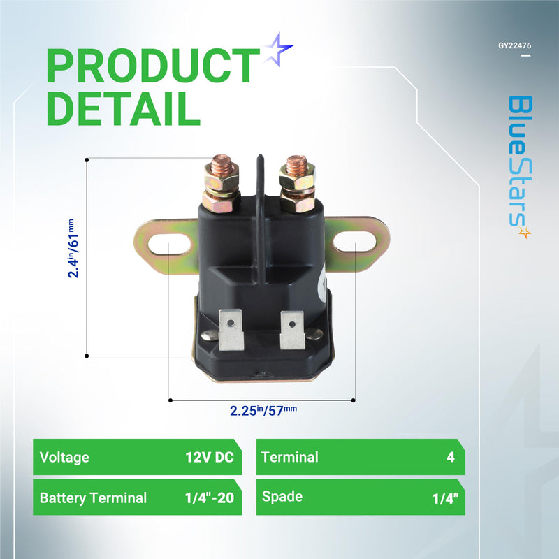BlueStars GY22476 AUC15346 Starter Solenoid 12V - Compatible with John Deere Tractor D100 D105 D110 D120 D125 D130 D140 D150 D155 D160 D170 L105 L108 LA100 LA105 EZTrak Z225 Z345 Z445 Z525 Z625 Z665