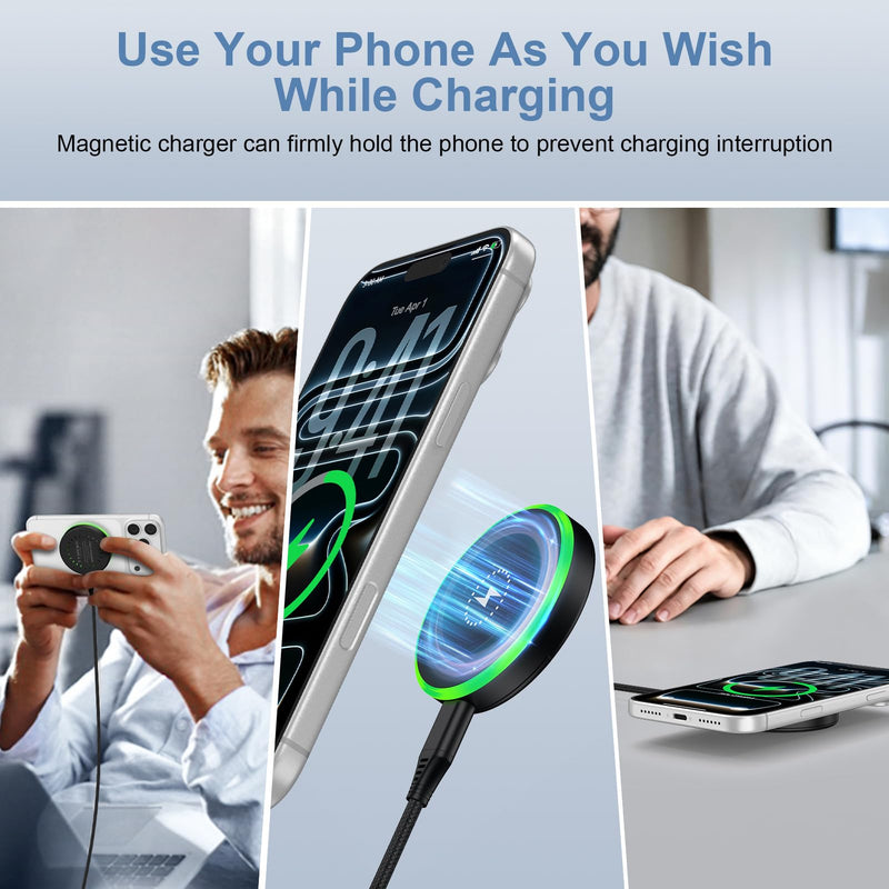 25W Samsung Magnetic Charger Fast Wireless Phone Charger Magsafe Charging Pad for Android Samsung Galaxy S26 Ultra/S26 Plus/S25 Ultra/S24/S23/S22/S21/S20/Google Pixel 10a/10 Pro/9a/9/8a/7a/8/7 Pro/6 Black
