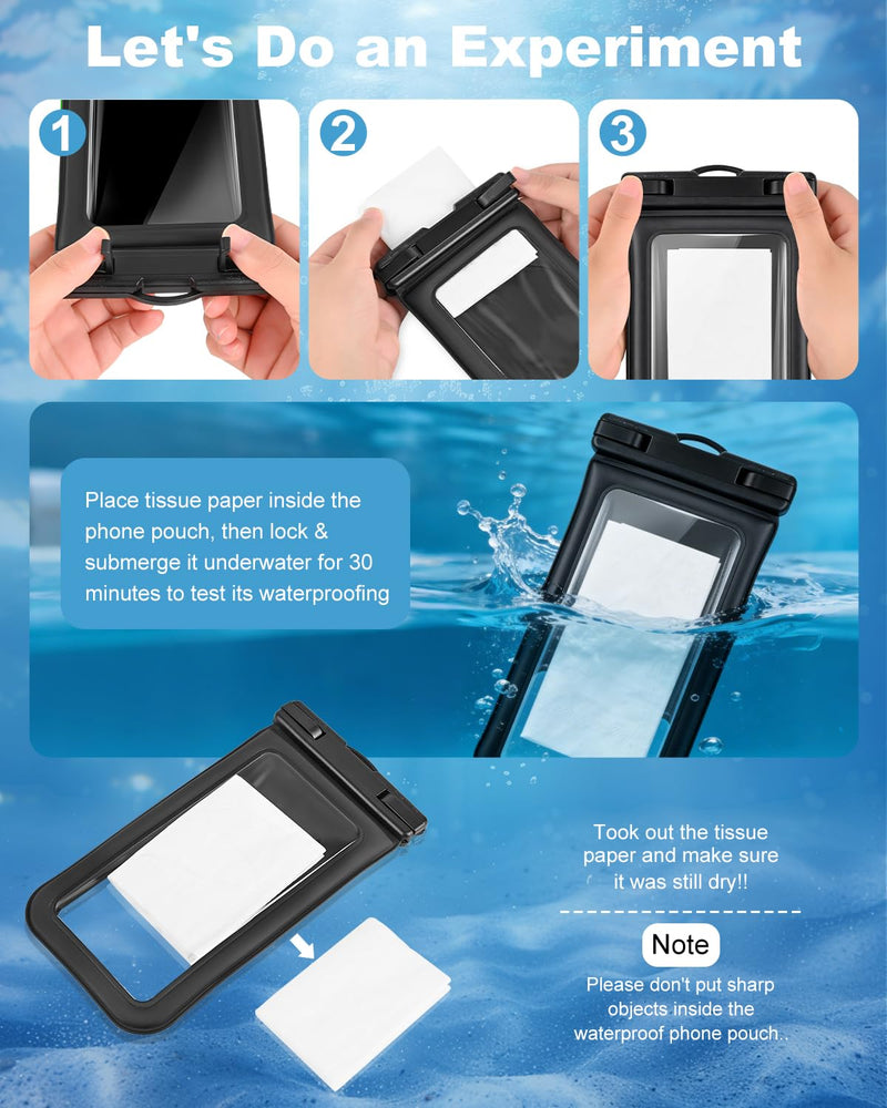 Floating Waterproof Phone Pouch 2 Pack, IP68 Dry Bag Up to 7.0" | Waterproof Phone Case fits All Smartphones, Floats in Water, Clear Underwater Shots for Beach Snorkel Cruise Kayak 7.0 inch