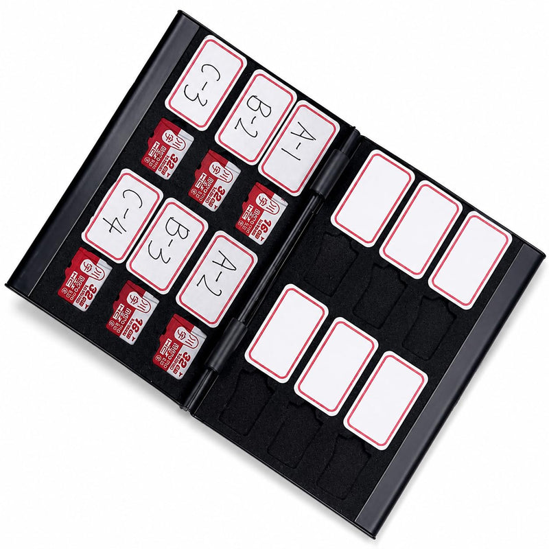 6/12 Slot TF Card Storage Organizer with Anti-Static EVA Interior, Lightweight Portable Memory Card Storage Box (12 TF Slots Silvery) 12 TF Slots Silvery