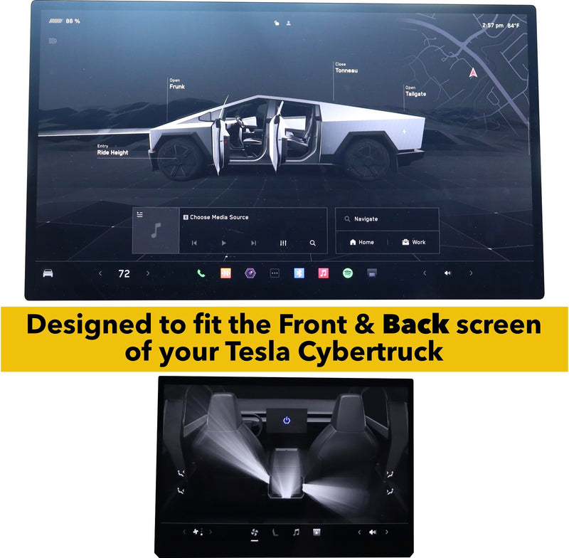 Screen Protectors for Cybertruck 2024 Matte Anti-fingerprint, Tesla Dashboard Touchscreen Infotainment Display Cover 9H PET Ultra Tough, Front & Back