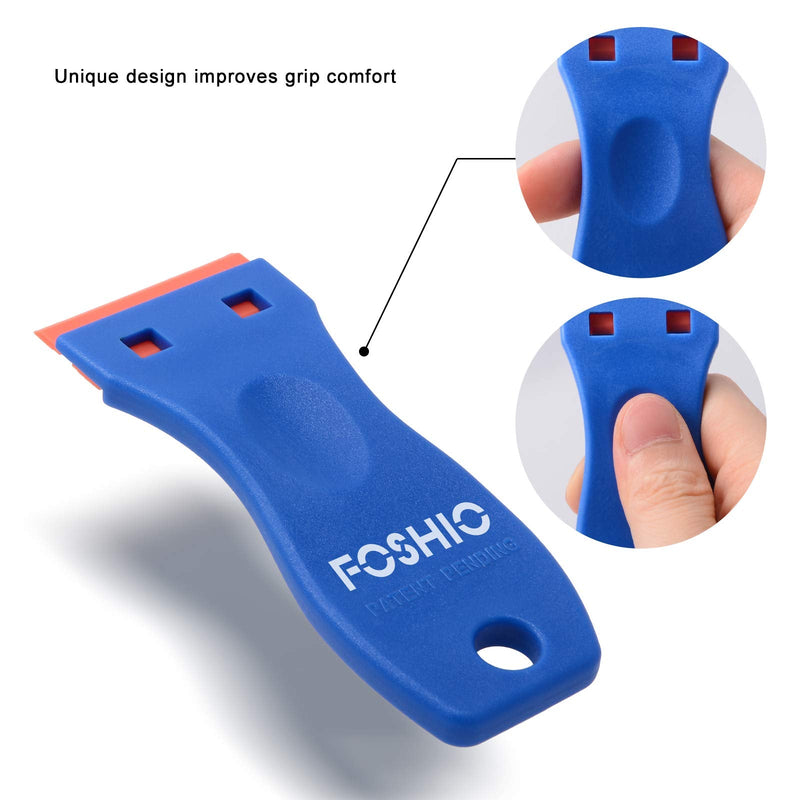 FOSHIO 20PCS Blue Plastic Razor Blade Scraper Tool for Gasket Remover, Sticker Remover, Labels Decal and Adhesive Remover for Windows and Glass With Blue Scraper (20 Pack)
