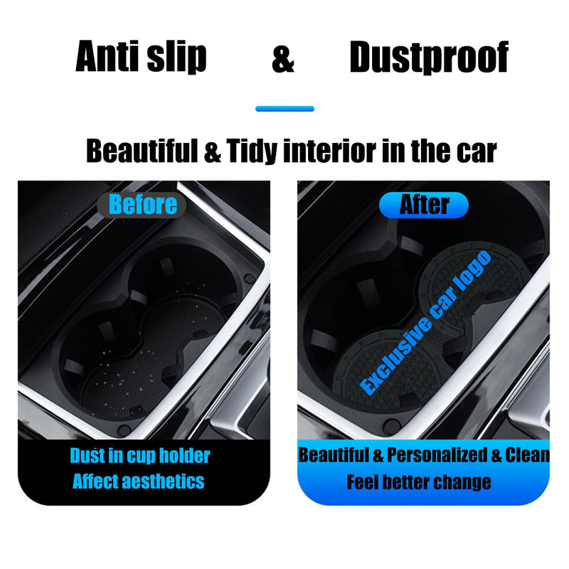 Car Cup Coasters Fit for X1 X3 X5 X6 X7 1 3 4 5 6 8 Series Z4 Accessories,Recessed Silicone Anti Slip Cup Holder Coaster Interior Accessories 2.75in 2Pack Black B-1
