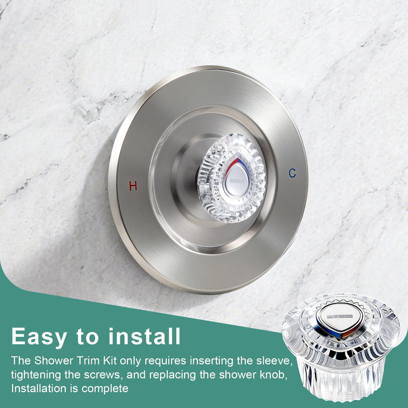 T470 Shower Trim Kit, Compatible with Moen Chateau Shower Trim Kit, Single-Handle Tub/Shower Valve Trim, Includes Escutcheon, Tubes, Screws and Shower Handle (Brushed Nickel) Brushed Nickel