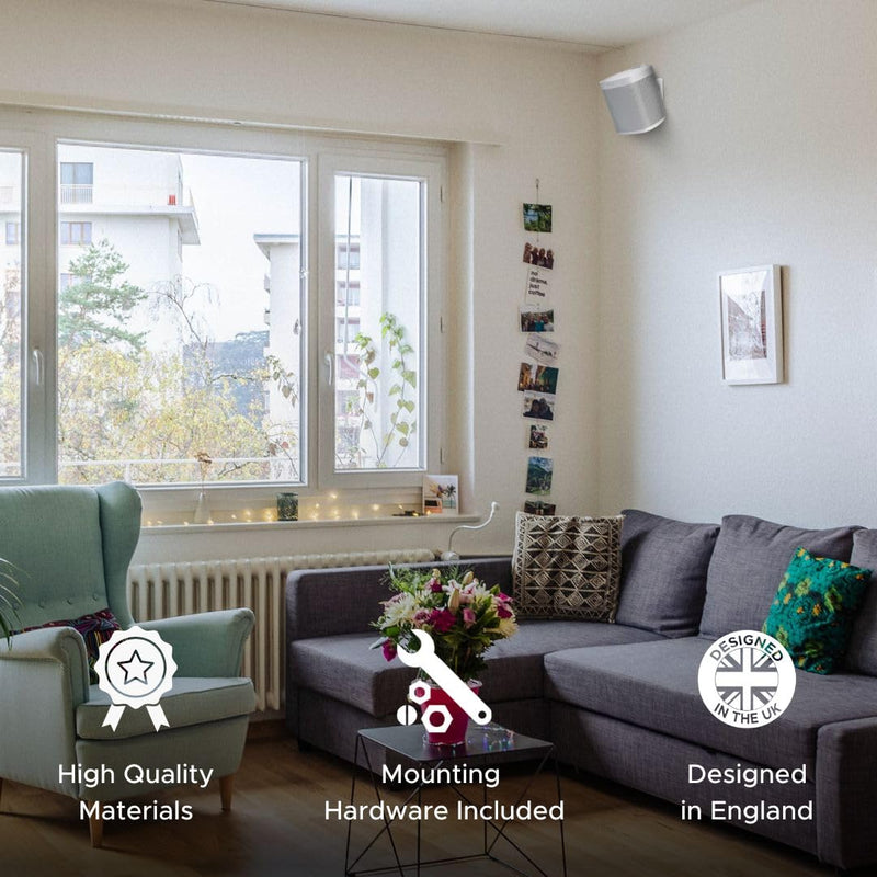 Sound Bass 2 x ONE, ONE Gen 2, ONE SL, Play:1 Wall Mount Bracket, Twin Pack, White, Compatible with Sonos ONE, ONE Gen 2, ONE SL & Play 1