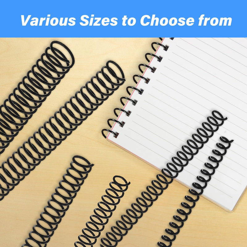 GEMLORD 120 Packs Spiral Binding Coils Plastic Binder Binding Spirals Rings Multi Size Spiral Binding Wire Combs Spines Coils, 4:1 Pitch,1/4 5/16 3/8 1/2 5/8 3/4 Inch (Black)