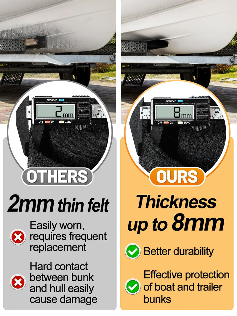 PAMASE Boat Trailer Bunk Carpet - Ultra Thick Wear-Resistant Marine Carpeting Covers for Boat Lift Bunks, Shock Absorption Padding Mats Parts Accessories for Jet Ski 0.31 in x 156 in x 9 in