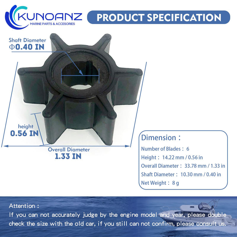 369-65021-1 369650211 Water Pump Impeller For Nissan Tohatsu 2/2.5/3.3/3.5/4/5/6 HP 2/4 Stroke Outboard Sierra 18-3098 Mercury Mariner 47-16154-3/161543 2HP 2.5HP 3.3HP 3.5HP 4HP 5HP 6HP 1/2 Cylinder