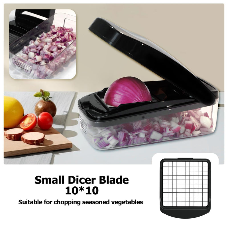 Vegetable Chopper, Food Choppers, Onion Chopper, Veggie Choppers, Onion Dicer, Potato Dicer Cuber with Container, Onion Dicer & Vegetable Dicer (Black) 3 in 1 Black