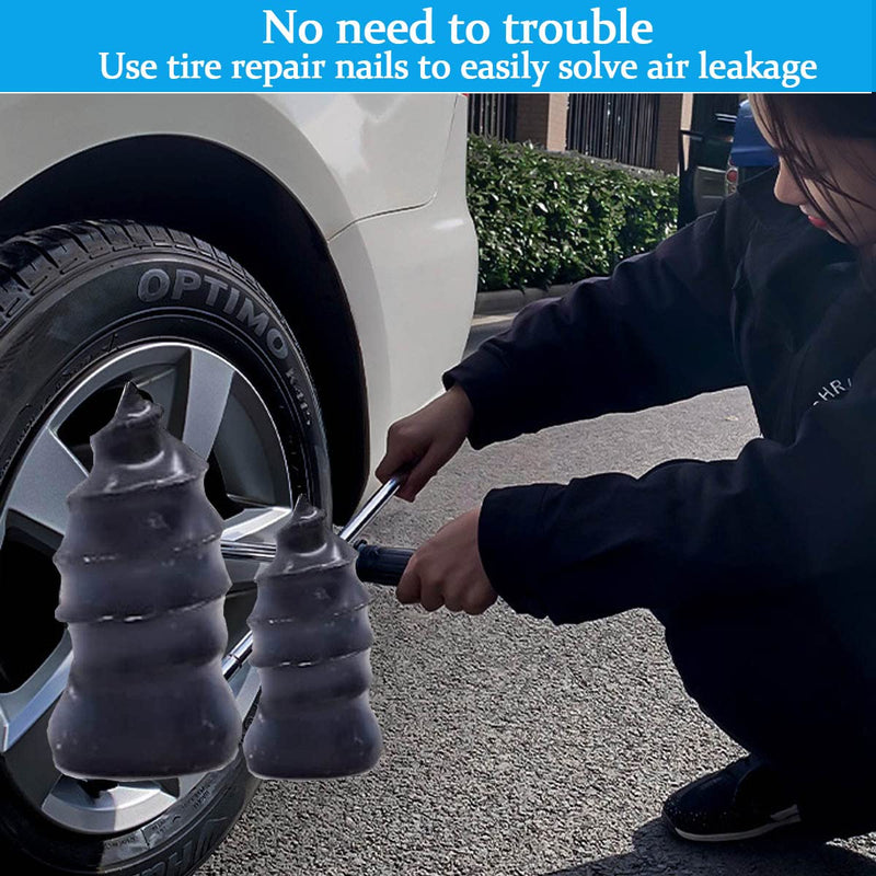 30 Pcs Tire Repair Rubber Nail, Tire Repair Nail Tire Repair Rubber Screws Fast Tool Self-Service Tire Repair Nail Vacuum Tire Repair Rubber Nail, Suitable for Car Motorcycle Jeep Tire Puncture Repair 30 Pcs