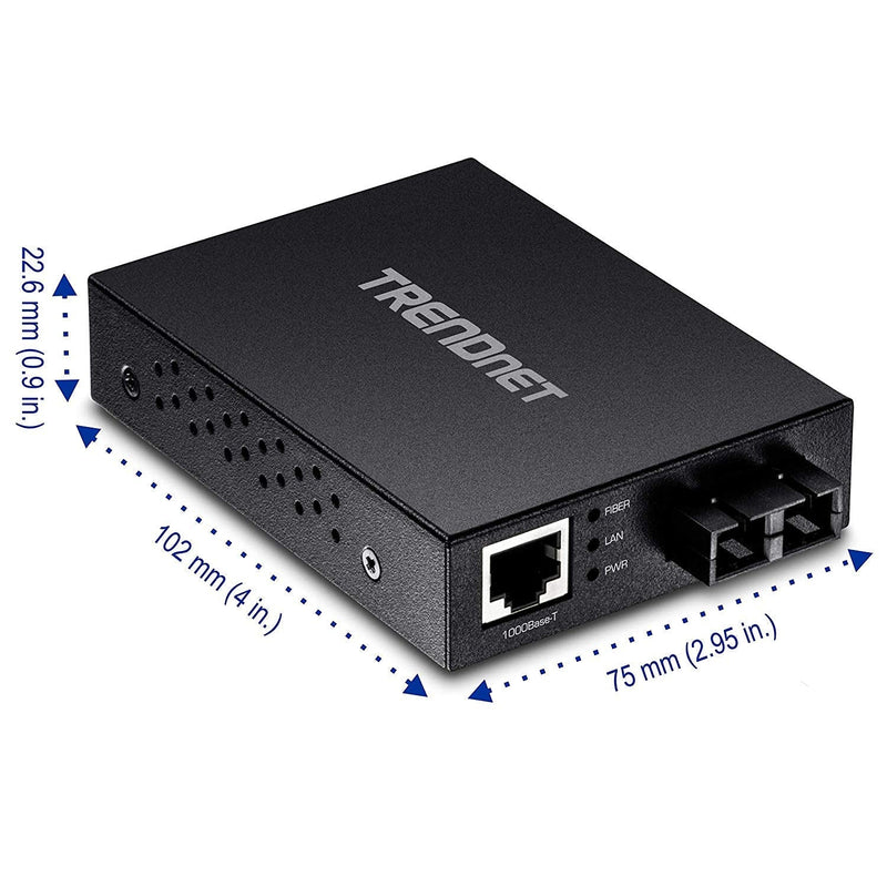 TRENDnet 1000Base-T to 1000Base-SX Multi-Mode SC Fiber Converter, up to 550M (1800 ft.), 2 Gbps Switching Capacity, TFC-GMSC 550 M Gigabit