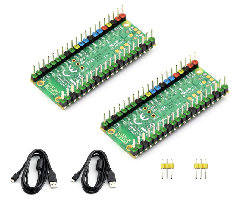 (2PCS) Pico 2 W with Color-Coded Pre-Soldered Header Compatible with Raspberry Pi Pico 2 W Microcontroller, 2.4GHz 802.11n Wireless LAN WIFI4 and Bluetooth 5.2, RP2350 Dual-Core& Dual-Architecture
