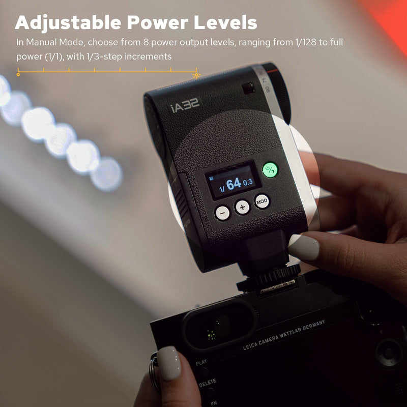 Godox iA32 Flash for Canon/Sony/Fujifilm/Nikon/Panasonic/Olympus | Angle Adjustable, Flat Design, GN15 with 8 Levels Flash Power, CCT 6200K±200K Flash, GODOX iA 32 Camera Flash Speedlite