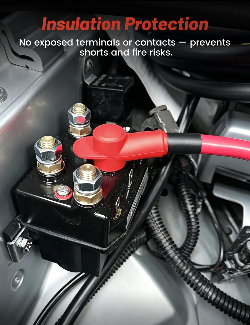 RED WOLF Silicone Battery Terminal Cover for 10-4AWG Wire, 8 Pack | For Positive & Negative Terminals, Insulated, Flame-Retardant, Tear-Resistant, Neat wiring, For Motorcycle Car Marine 10-4 AWG