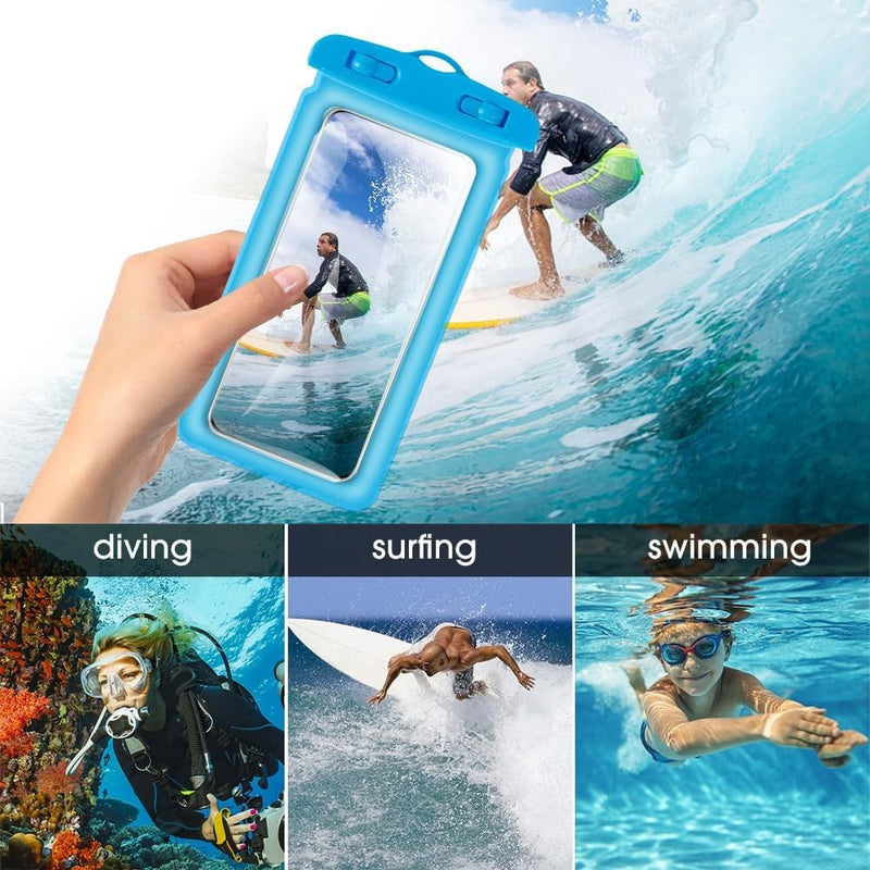 Universal Waterproof Cell Phone Dry Bags with Hanging Rope Swimming Mobile Phones Touchscreen Protector Cover,5.2-6.4 Inch (White) White