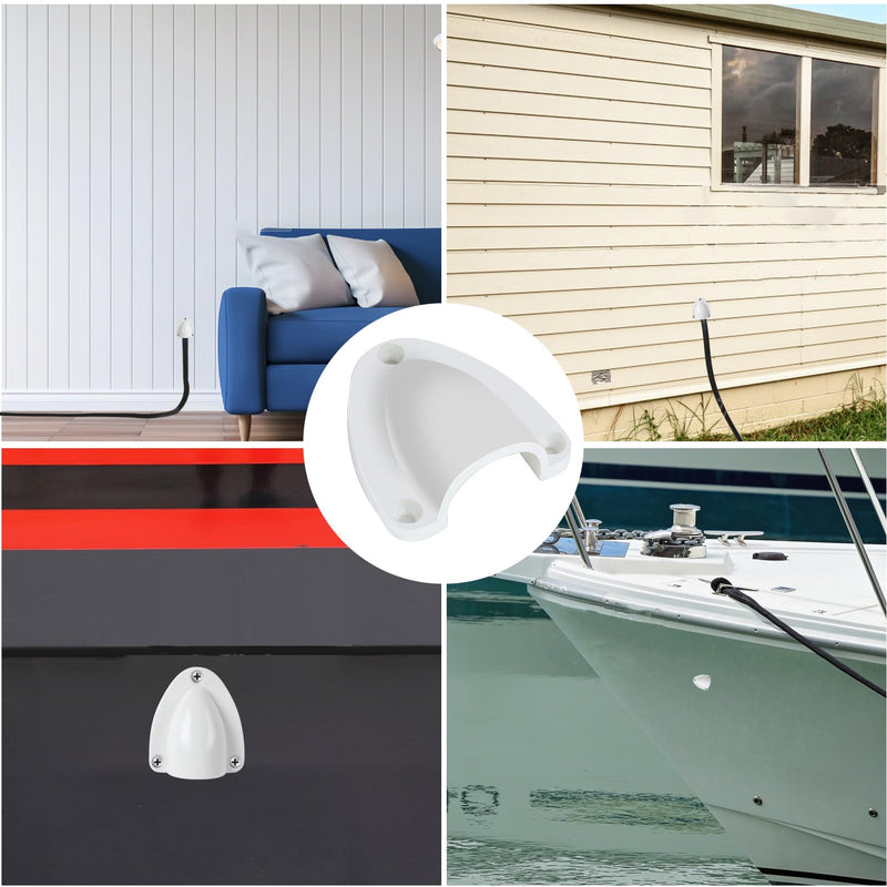 ORLANG 4 Pack Nylon Marine Wire Cable Vent Cover, Boat Transducer Wiring Cover with Mounting Screws,Clam Shell Vent for Boat,Suitable for Outside Vents of Wires, Hoses, Wiring Cables - Black/White 2-1/2"-White-4Pack
