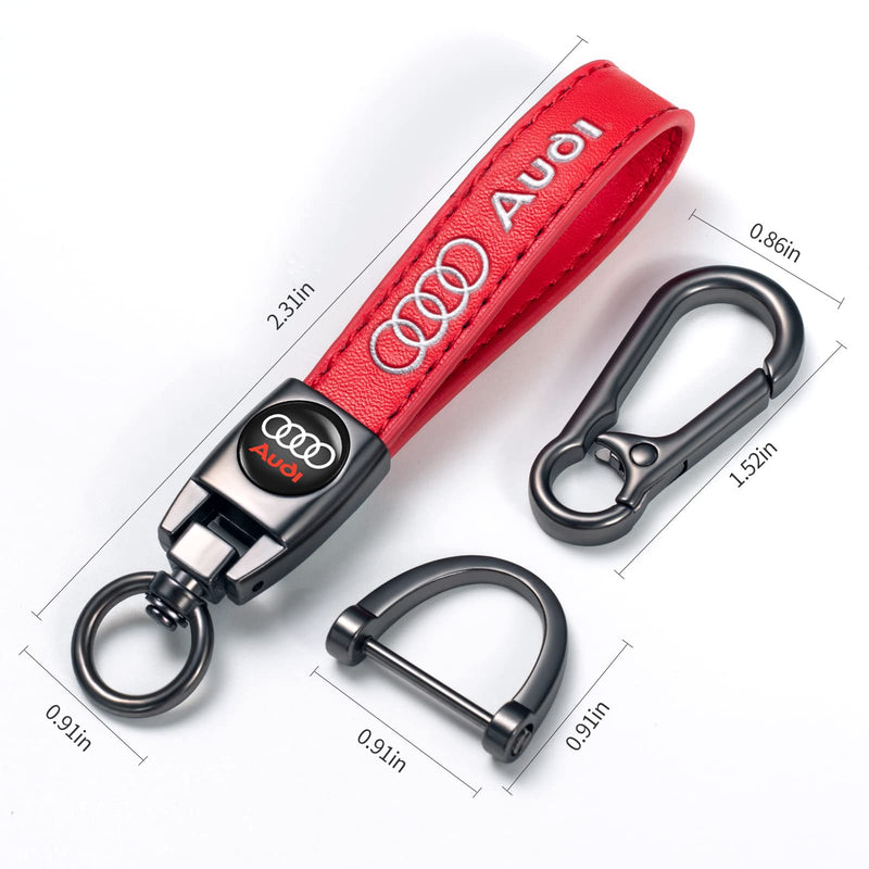 TACOMA Genuine Leather Car Keychain for Key Chain for Men and Women Family Present Key Ring Accessories(Black) Red