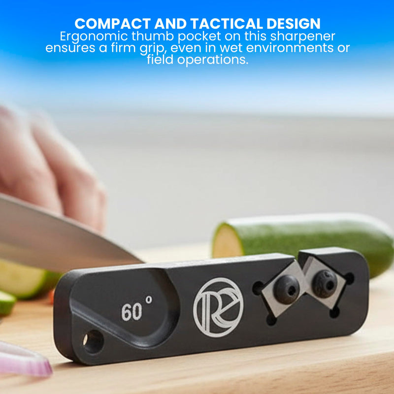 Redi-Edge Portable Knife Sharpener - Military-Grade Pocket knife Sharpener with Duromite Sharpening Element - Honing Rod at 60° for Kitchen, Home & Hunting - Compact Travel Knife Honing Rod