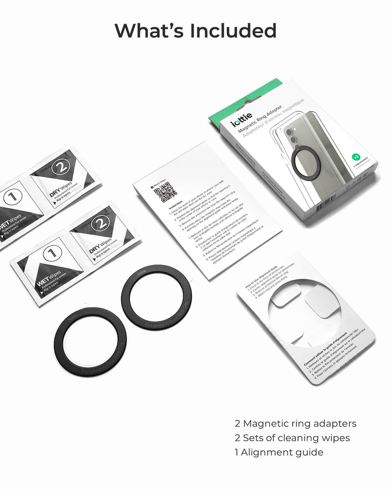 iOttie Universal MagSafe Ring Adapter for Android (2 Pack). Magnetic Adapter Ring Compatible with MagSafe Accessories & Wireless Chargers, Adhesive Magnetic Conversion Kit for Android & Apple