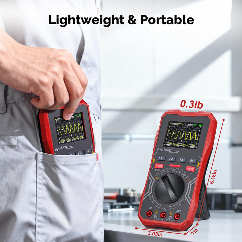 2-in-1 Handheld Oscilloscope Multimeter - 1MHz Bandwidth 2.5MS/s Sampling Rate, Digital Oscilloscope & Auto-Ranging Multimeter Combo, 2.4" Backlit Display with Probes, for Electronics DIY, Repair HO-12