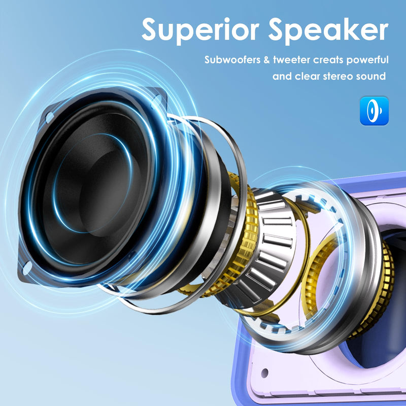 Karaoke Machine,Portable Bluetooth Speaker with 2 Wireless Microphone for Adults & Kids with LED Lights, Karaoke Microphone with PA System Supports USB/TF/AUX,Gift for Party (Purple Blue) Purple Blue
