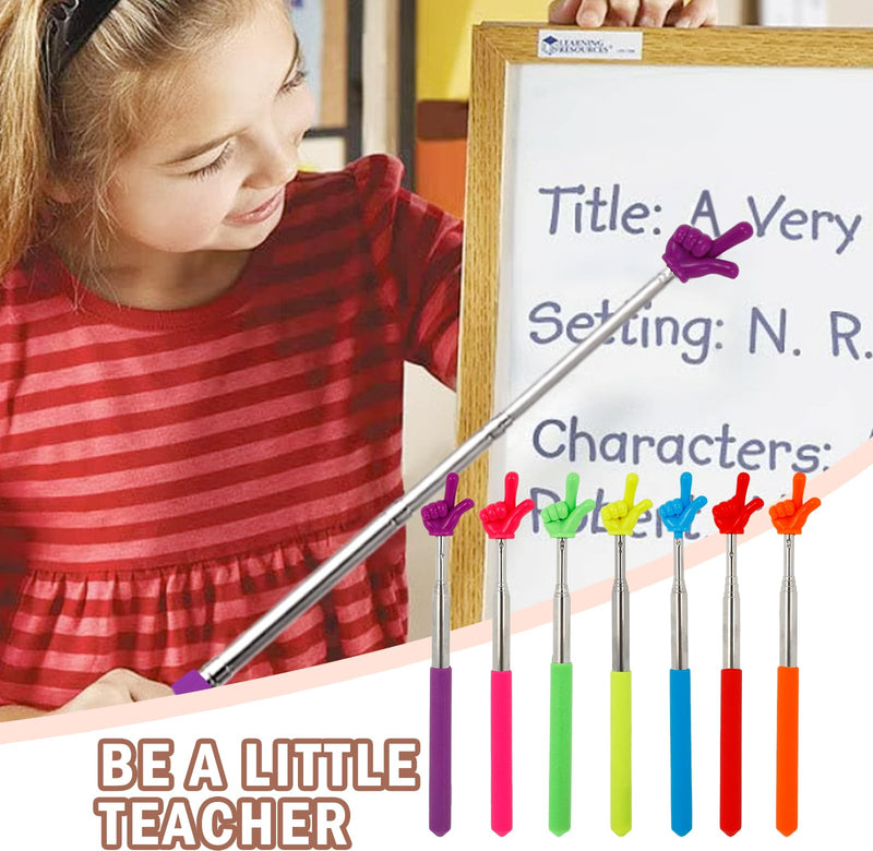 7 Pcs Telescopic Teachers Pointer, Extendable Hand Pointer Stick for Classroom, Presentation, Blackboard,Retractable Metal Pointer for Teachers and Presenters (Multiple Colours)