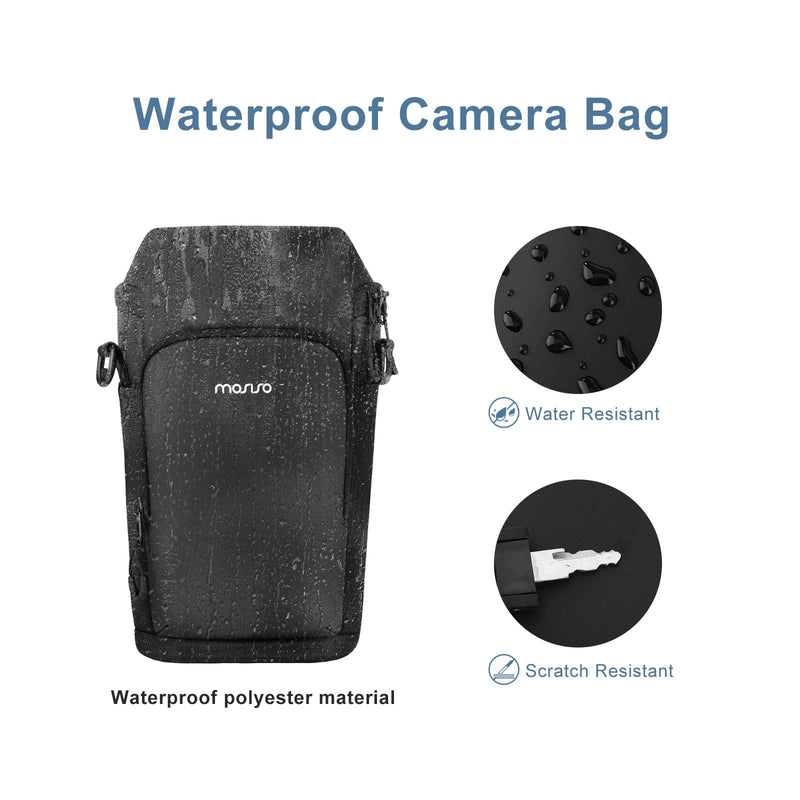 MOSISO Camera Bag, Crossbody Shoulder Photography Bag with Lens Kit, Black | Top Access DSLR SLR Padded Camera Case with Expandable Bottom Layer, Compatible with Canon/Nikon/Sony
