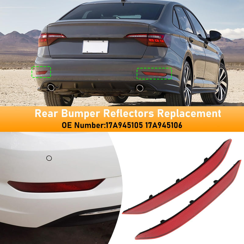 Compatible with Volkswagen Jetta Sedan Rear Bumper Reflector 2019-2021,Left Driver & Right Passenger Side Red Marker Trim Replace for 17A945105,17A945106,Jetta Back Reflector Light W/O Bulb,2PC 19-21 Jetta Rear Reflector