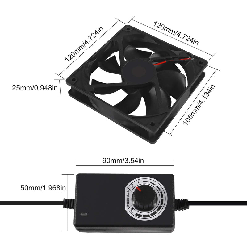 2PCS Blower Cooling Fan 120x25mm 110V 220V AC Powered Cooling Fan Dual-Ball Bearings 3 to 12V Speed Controller Fan for Receiver DVR Compatible with PlayStation Xbox Component