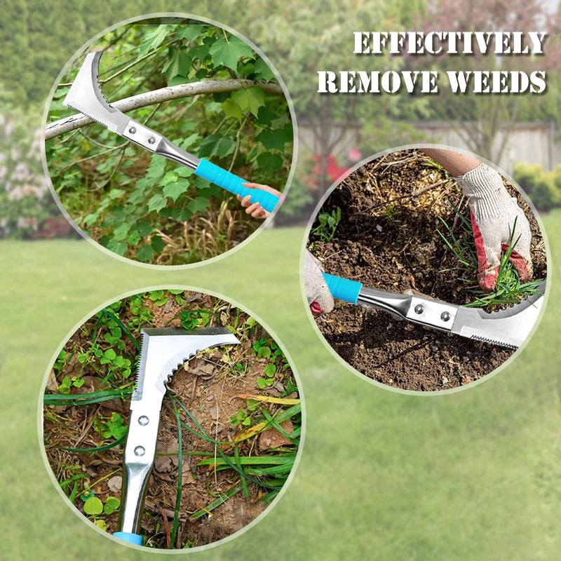 Kosoyo Crack Weeder Crack Weeding Tool Sawtooth Wave Manual Scythe Stainless Steel Gardening Tool -11.42"（2Pack） Blue