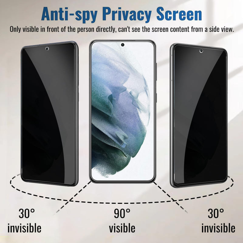 【2+2 Pack】 Privacy Screen Protector for samsung galaxy S21FE 9H Tempered Glass Anti-Spy Private Film Compatible for Samsung S21FE and (2 Pack) Camera Lens Protector