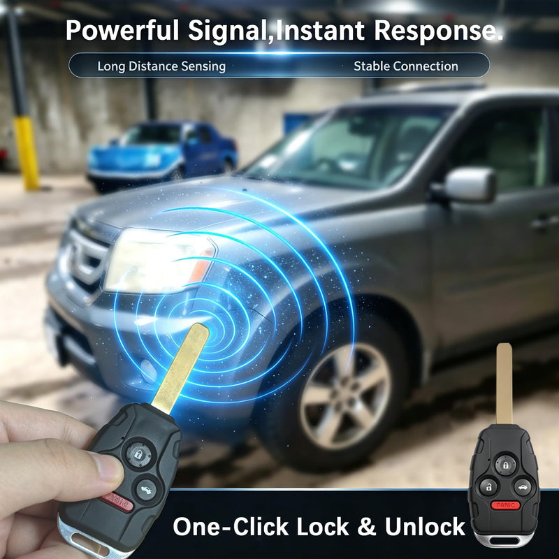 Key Fob Replacement for Honda Accord Sedan 2008-2012 - Pilot 2009-2015 | 304 SS Ring | Car Keyless Entry Remote Control | KR55WK49308 35118-TA0-A00,4 Btns With Chip