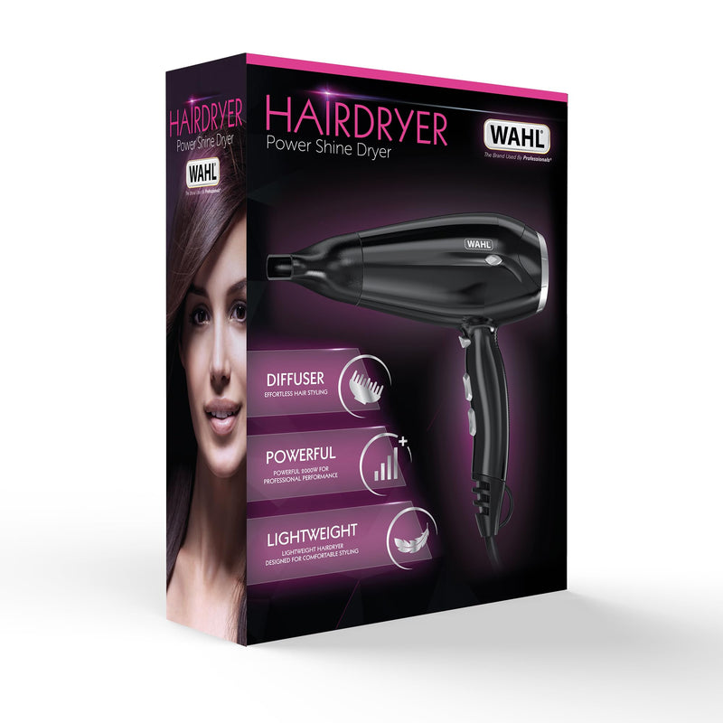  [AUSTRALIA] - Wahl Power Shine Dryer, Cool Shot Button, 3 Heat and 2 Speed Settings, Adjustable Temperature, Quick Dry Airflow, Fast Drying, Enhance Curls and Waves