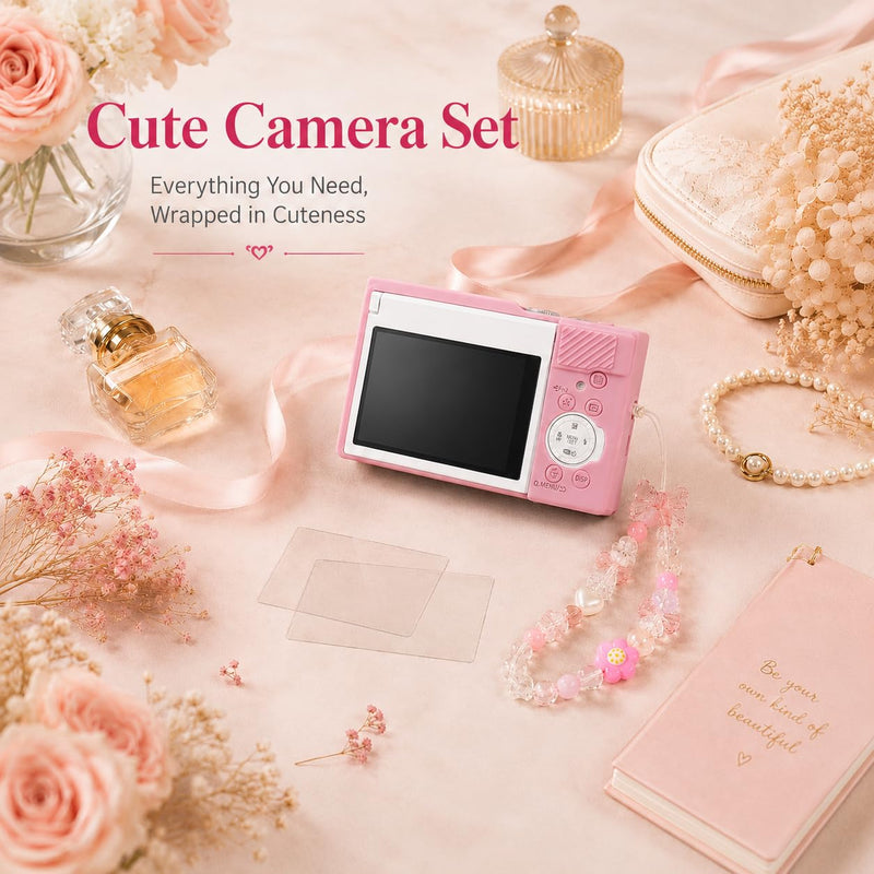 Case for Panasonic LUMIX ZS99/TZ99 with 2-Pack Screen Protector | Removable Lens Cap Silicone Cover with Cute Charm Wrist Strap for Lumix DC-ZS99/TZ99 Case Accessories Pink
