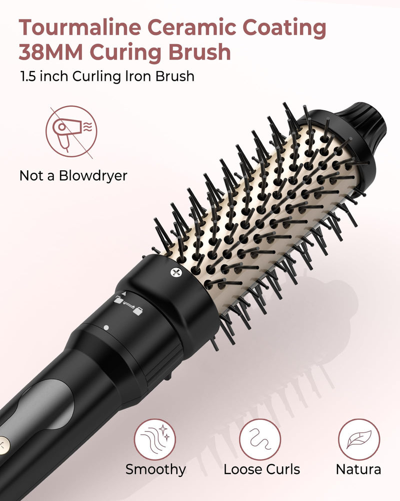 38mm Thermal Brush, UKLISS 4 in 1 Hot Hair Brush Set, 9/13-25/32mm Curling Iron for Short & Long Hair, 14 Temps LCD Display (210-450℉), 4 Interchangeable Barrels to Create Curls & Add Volume for Hair Classic Black(4 in 1 Set)