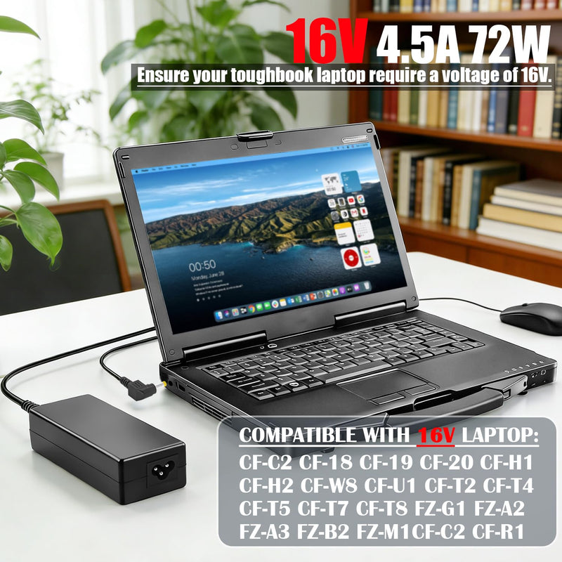16V Charger Compatible with Panasonic-Toughbook CF-20 CF-C2 CF-18 FZ-G1 PC | Fit for Toughbook Laptop AC Adapter 72W, 5.5mm Tip, FZ-A2 FZ-A3 FZ-B2 FZ-M1 CF-19 CF-H1 CF-H2 CF-W8 CF-T8 CF-T7 CF-T5 CF-T2